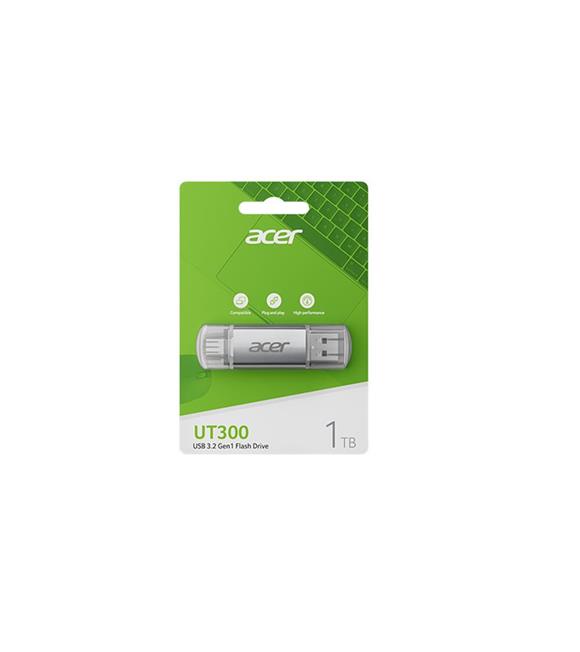 Acer 512GB USB 3.2 UT300-512GB USB-A+USB-C Çift Taraflı Metal Flash Bellek USB Bellekler