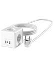S-link PRZ04 4 Soketli 2 USB 1 Type-C PD20 2M 306 Joule Tam Bakır Küp Beyaz Akım Korumalı Priz Akım Korumalı Prizler