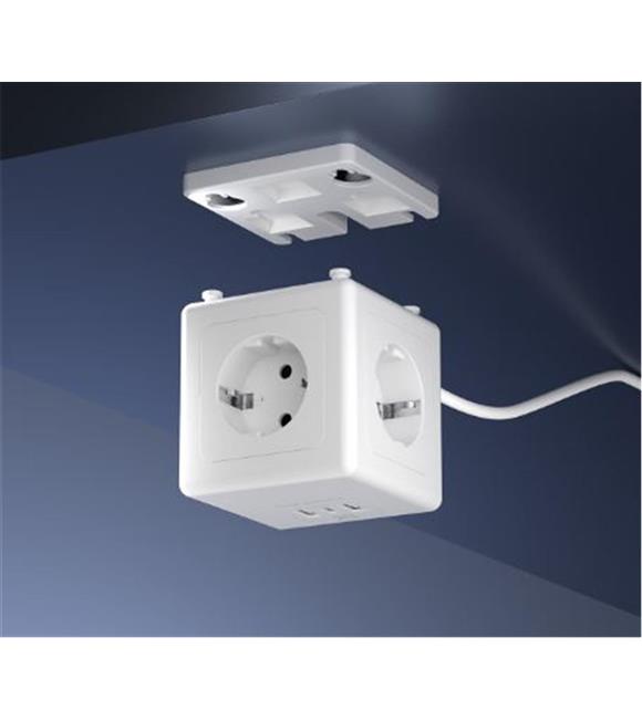 S-link PRZ04 4 Soketli 2 USB 1 Type-C PD20 2M 306 Joule Tam Bakır Küp Beyaz Akım Korumalı Priz Akım Korumalı Prizler