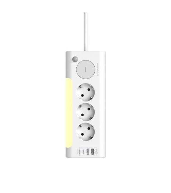 S-link PRZ06 3 Soketli 2 USB 2 TYPE-C PD20 2M 306 Joule Tam Bakır Kablolu Beyaz Akım Korumalı Priz Akım Korumalı Prizler
