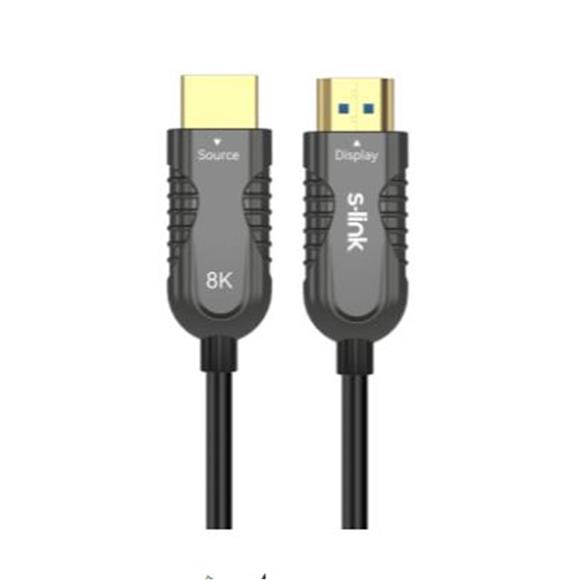 S-link SL-HM8K070 HDMI TO HDMI 70m v2.1 8K60 HZ 4K 120HZ Fiber Kablo