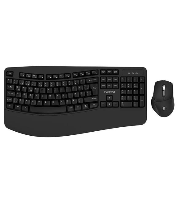 Everest KM-35 Comfy Siyah Kablosuz Ergonomik Q Multimedia Klavye + Mouse Set Klavye,Mouse Set