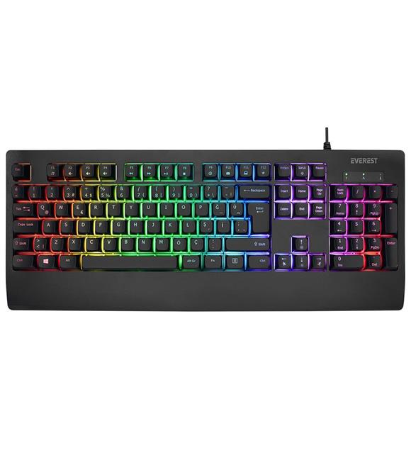 Everest KB-93 Siyah USB Rainbow Aydınlatmalı Q Membrane RGB Klavye