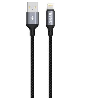 S-link Armor UL-01 12W 1.2m USB to Lightning PD Örgülü Metal Başlıklı Siyah Hızlı Şarj Kablosu Elektronik