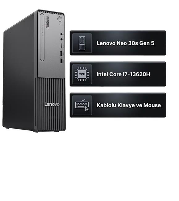 Lenovo ThinkCentre Neo 30s Gen 5 13DJS00L00 Intel Core i7-13620H 16GB 512GB SSD FreeDOS Mini Pc Masaüstü Bilgisayarlar