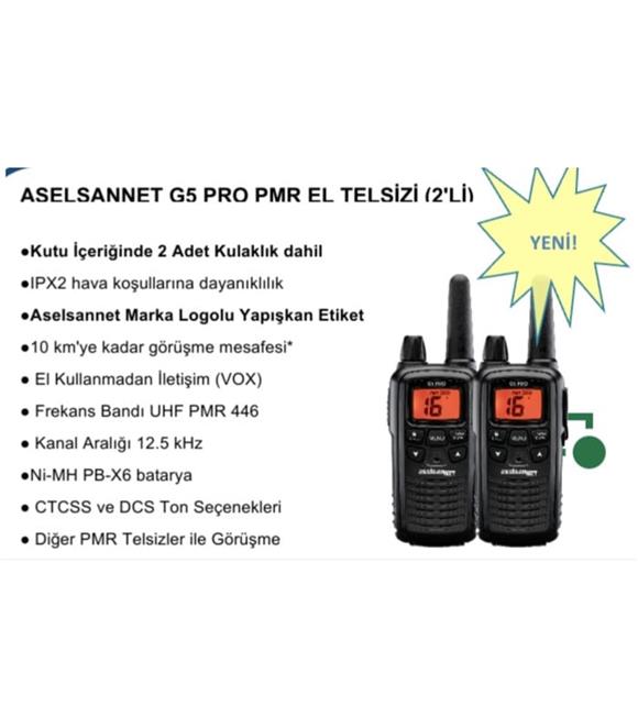 Aselsan ASN-M446-1000 G5 PRO PMR 2 li El Telsizi + Kulaklık