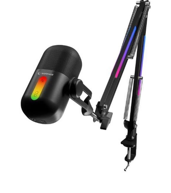 Rampage Arpej Siyah RGB Standlı Ses Göstergeli Masaüstü Mikrofon