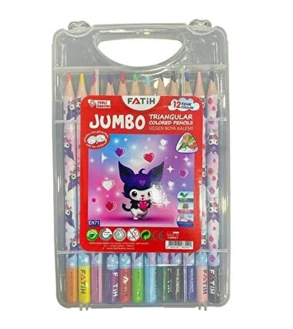 Fatih Hello Kids Jumbo Üçgen K.Boya 12 Renk Çantalı Boya Kalemleri