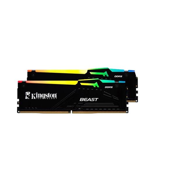 Kingston RGB 64G 2x32 6400 D5 KF564C32BBEAK2-64TR(Kit of 2) Beast Black EXPO CL32- Pc Ram Bellekler(RAM)
