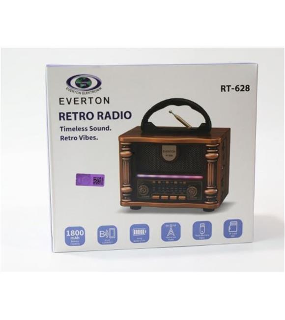 Everton Rt-628 Retro Vibes Bluetooth Fm-Usb-Tf-Aux Şarjlı Nostaljik Radyo Led Bluetooth Hoparlör