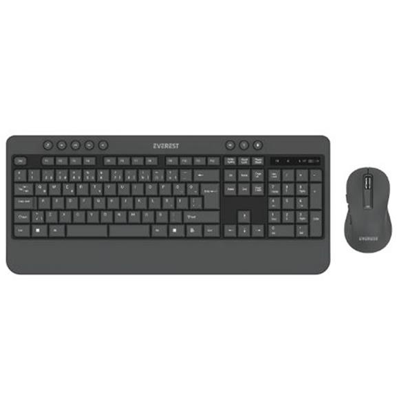 Everest KM-6585 Dual Gri-Siyah Kablosuz Çift Space Tuşlu Q Klavye + Mouse Set