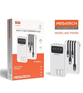 Megatech MG-PW10B 10.000 Mah Beyaz Powerbank Digital Gösterge Elektronik
