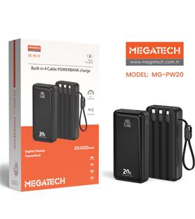 Megatech MG-PW-20 20.000 Mah Siyah Powerbank Digital Göstergeli Elektronik