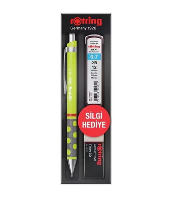 Rotring Okul Seti Tikky Rd 0.7+Min Silgi Hediyeli Limon Yeşili Versatil Uçlu Kalemler