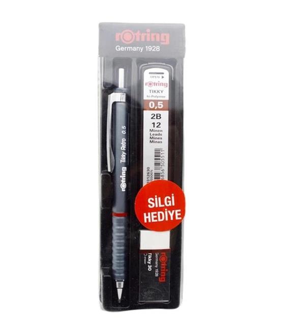 Rotring Okul Seti Tikky Retro 0.5+Min Silgi Hediyeli Gri Versatil Uçlu Kalemler