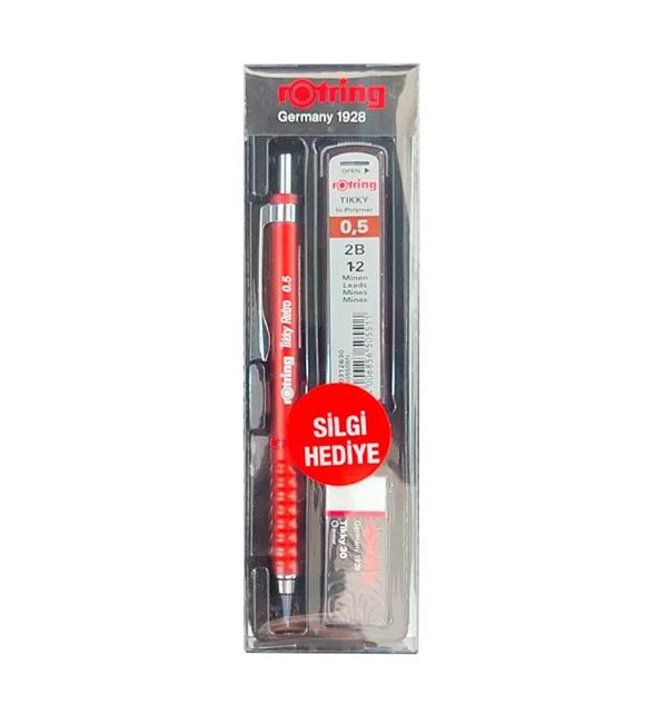 Rotring Okul Seti Tikky Retro 0.5+Min Silgi Hediyeli Kırmızı Versatil Uçlu Kalemler