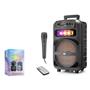 JBR JBR007 Karaoke Mikrofonlu Bluetooth Hoparlör FM Radyo 10W 8 İnç RGB Kumandalı Siyah