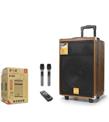 BAAB BQ12 Çift Karaoke Mikrofonlu Bluetooth Hoparlör FM Radyo 40W 12 İnç Kumandalı Ahşap