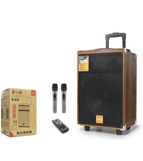 BAAB BQ12 Çift Karaoke Mikrofonlu Bluetooth Hoparlör FM Radyo 40W 12 İnç Kumandalı Ahşap Elektronik