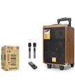 BAAB BQ8 Çift Karaoke Mikrofonlu Bluetooth Hoparlör FM Radyo 40W 8 İnç Kumandalı Ahşap