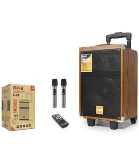 BAAB BQ8 Çift Karaoke Mikrofonlu Bluetooth Hoparlör FM Radyo 40W 8 İnç Kumandalı Ahşap Elektronik