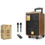 BAAB BQ8 Çift Karaoke Mikrofonlu Bluetooth Hoparlör FM Radyo 40W 8 İnç Kumandalı Ahşap