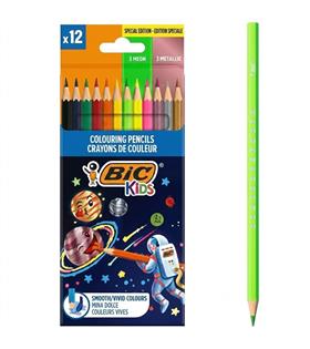 Bic COSMO KURU BOYA KALEMİ 12 RENK (6 STANDART + 3 METALİK + 3 NEON) 301839 Boya Kalemleri
