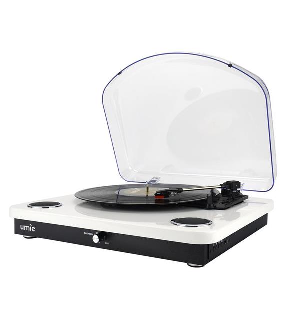 Umie UMİE Bemol Beyaz Piano Kaplama 10W BT İN, BT OUT, RCA, USB Özellikli Nostaljik Pikap Pikap(Plak Çalar)