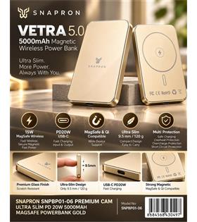 Snapron Snppb01-06 Gold 5000 mah Pd 20W USB- C MAGSAFE Ultra Silim ( Magnetic Wireless) Taşınabilir Şarj Cihazları