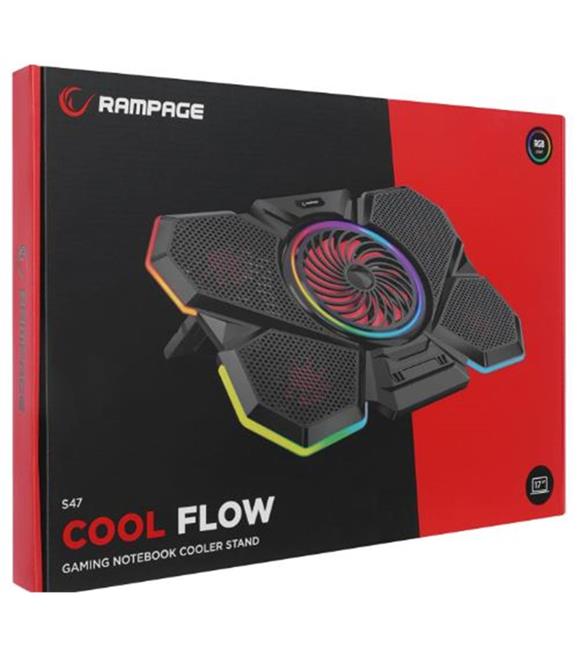 Rampage S47 COOLFLOW 5 Adet Kırmızı Led Fan 1 Usb 7 Kademe 17.3 Notebook Soğutucu Stand Notebook Soğutucu ve Stantları