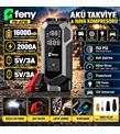 Avapow Feny FN-AT16 16.000 Mah 5v-3a Akü Takviye Ve Hava Kompresörü (Lastik Şişirme- Powerbank) Çantalı Akü ve Akü Şarj Cihazları