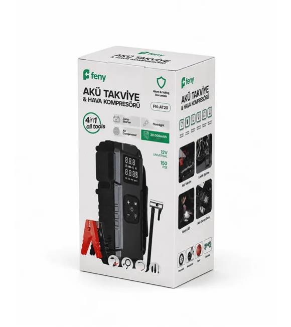 Feny FN-AT20 20.000 Mah 5v-3a Akü Takviye Ve Hava Kompresörü (Lastik Şişirme- Powerbank) Çantalı Akü ve Akü Şarj Cihazları