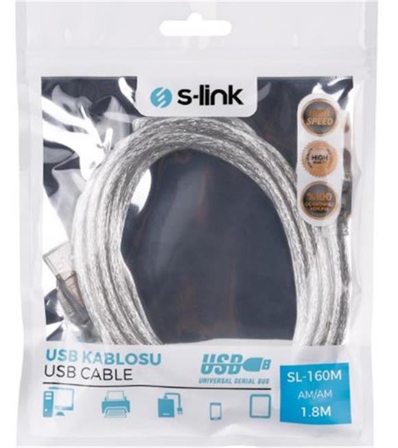 S-link SL-165M Usb AM TO AM 3m Şeffaf Kablo USB Aksesuarları