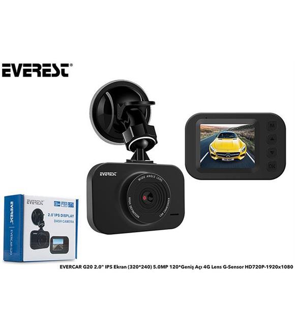Everest EVERCAR G20 2.0" IPS Ekran 5.0MP 120° Geniş Açı 1080P Araç İçi Kamera