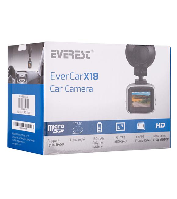 Everest EVERCAR X18 1,5" TFT Ekran 2.0MP 147,5° Geniş Açı G-Sensor 1080P Araç İçi Kamera_6