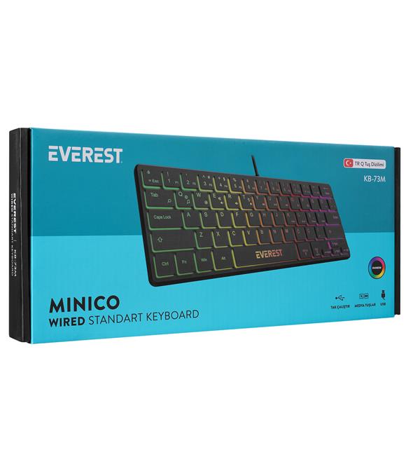 Everest KB-73M MINICO USB Rainbow Aydınlatmalı Q Klavye Slim