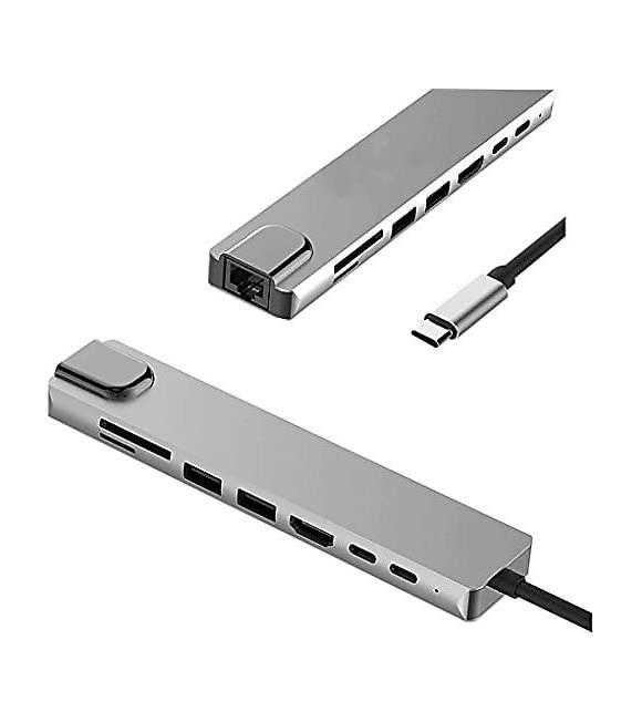 Daytona FC-10 8 in 1 Type C to 2 Port USB 3.0 2 SD TF HDMI RJ45 2PD Kablolu Adaptör