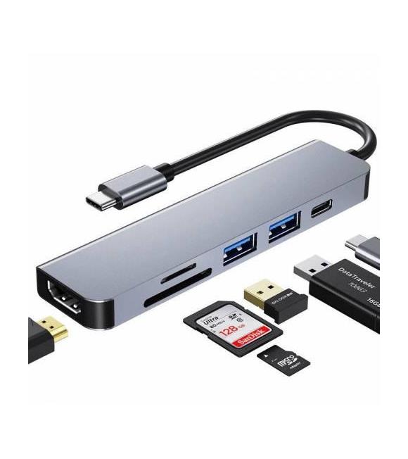 Daytona Hc-13C  Type-C To 2- USB 3.0 Sd Tf 4K Hd 1080P HDMI Pd Kart Okuyucu Çevirici Hub