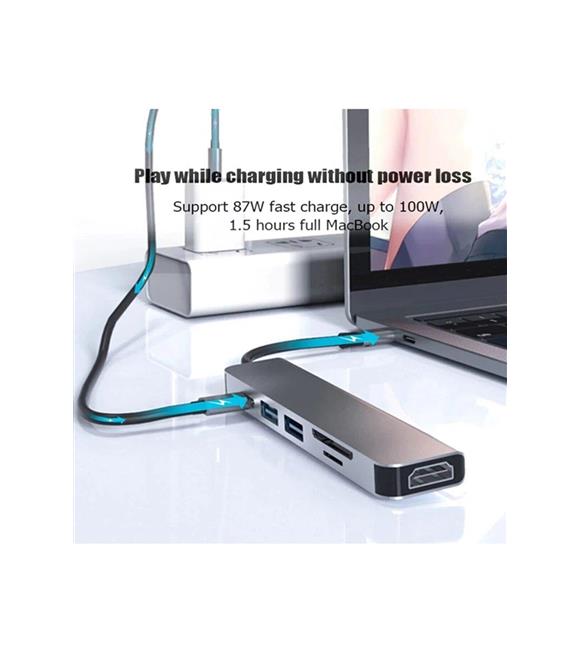 Daytona Hc-13C  Type-C To 2- USB 3.0 Sd Tf 4K Hd 1080P HDMI Pd Kart Okuyucu Çevirici Hub_1