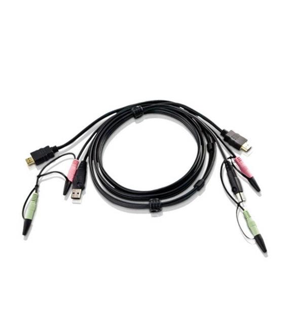 Aten 2L-7D02UH USB HDMI KVM Kablosu, Hoparlör ve Mikrofon bağlanabilir, 1.8 Metre