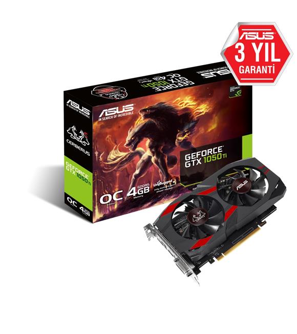 Asus Cerberus-GTX1050TI-O4G 4Gb Gddr5 128-bit 7008 MHz 7680x4320 Dvi-Hdmi-Dp Ekran Kartı