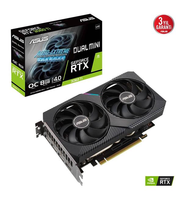 Asus GeForce RTX3060Ti DUAL V2 MINI OC 8GB GDDR6 256 Bit DUAL-RTX3060TI-8G-MINI-V2 Ekran Kartı