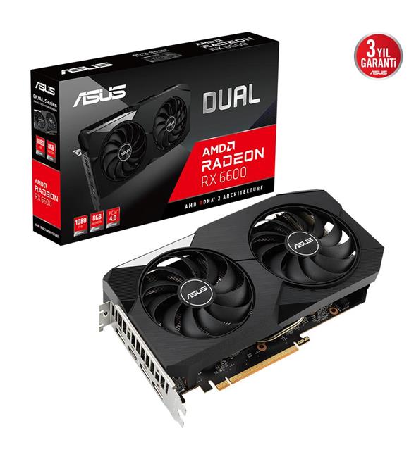 Asus Dual Radeon RX6600 DUAL-RX6600-8G 8GB GDDR6 128Bit DX12 Gaming Ekran Kartı