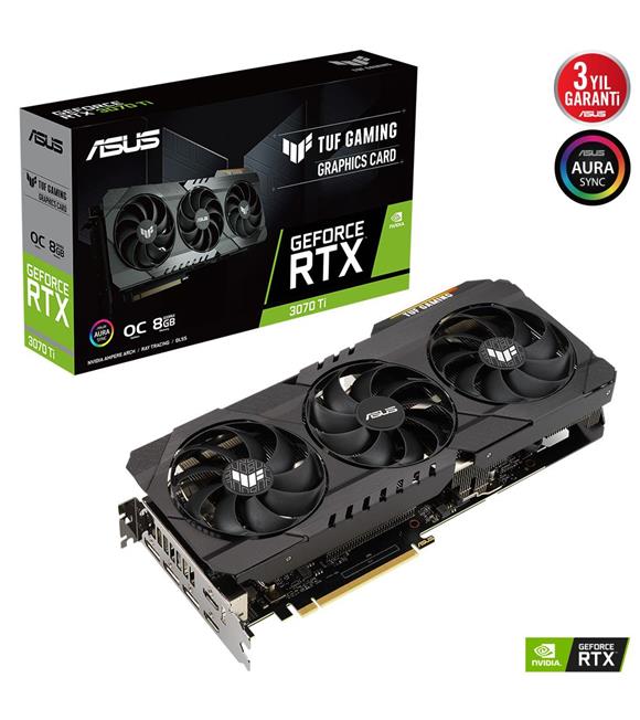 Asus Geforce TUF-RTX3070TI-O8G-GAMING 8GB GDDR6X 256bit OC 2xHDMI 3xDP Ekran Kartı
