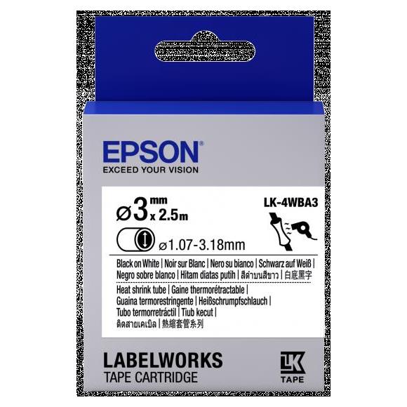 Epson LK-4WBA3 Beyaz Üzeri Siyah Makaron (1,07-3,18 mm çap) 2,5Metre