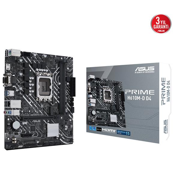 Asus Prime H610M-D D4 12.Nesil Intel H610 Soket 1700 DDR4 3200MHz mATX Anakart