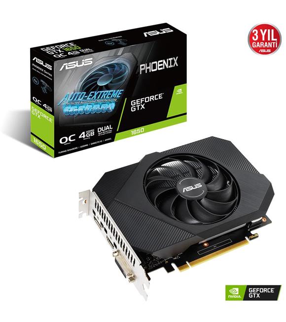 Asus PH-GTX1650-O4GD6 4Gb Gddr6 12Gbps 128-bit Dvi-Hdmi-Dp Ekran Kartı