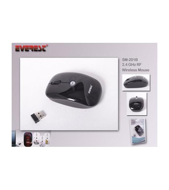 Everest SM-201B Siyah Kablosuz Optik Mouse 1600 Dpı 4 Buton