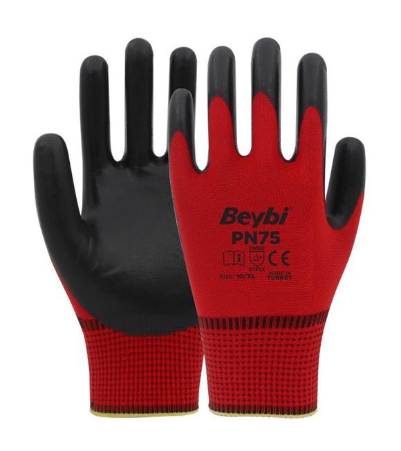 Beybi Nitril Poly PN75 10 Beden Kırmızı Eldiven 12li Paket