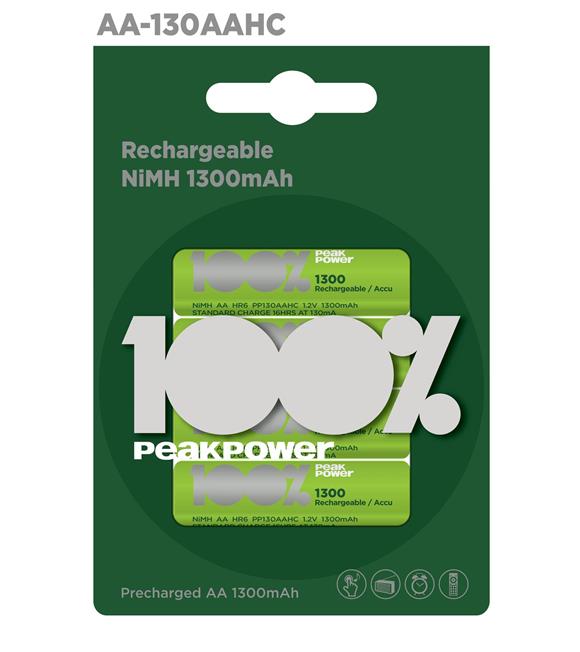 Peak Power AA Boy Kalem Pil Şarjlı 1300mAh 4'lü Paket 130AAHCMTK